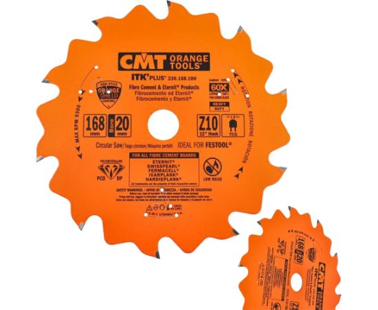 Griešanas disks šķiedru cementam CMT 236; 168x1.8x20; Z10; 5° Zāģripas