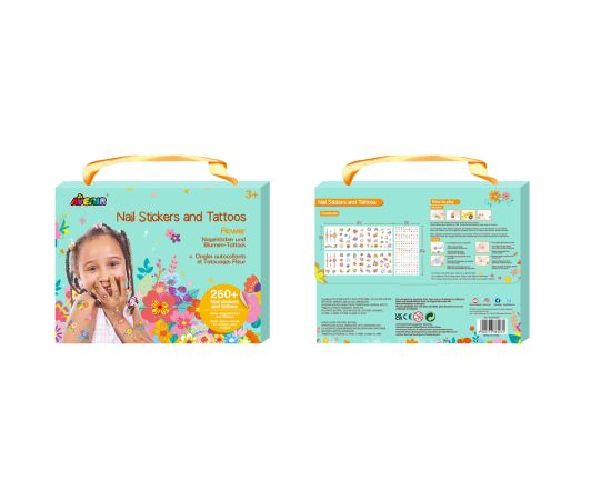 AVENIR Наклейки для ногтей и татуировки (260+ штук) - "Цветы" Творческие игрушки