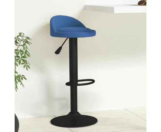 vidaXL Stołek barowy, niebieski, obity aksamitem Virtuves krēsli