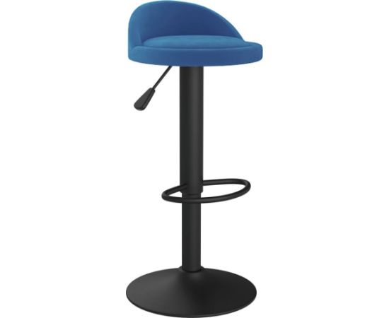 vidaXL Stołek barowy, niebieski, obity aksamitem Virtuves krēsli