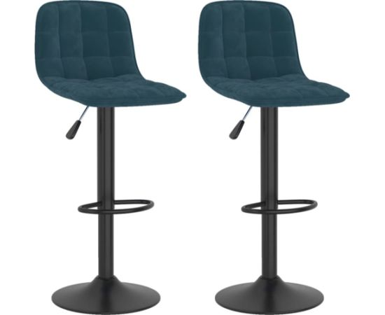 vidaXL Hokery, 2 szt., niebieskie, obite aksamitem Virtuves krēsli