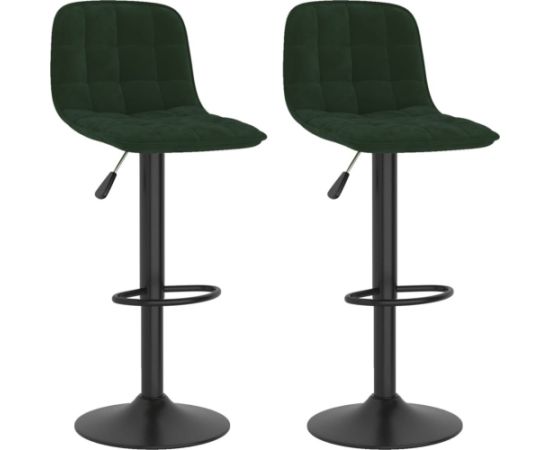 vidaXL Hokery, 2 szt., ciemnozielone, obite aksamitem Virtuves krēsli