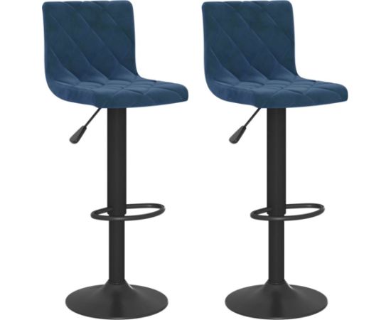 vidaXL Stołki barowe, 2 szt., niebieskie, obite aksamitem Virtuves krēsli