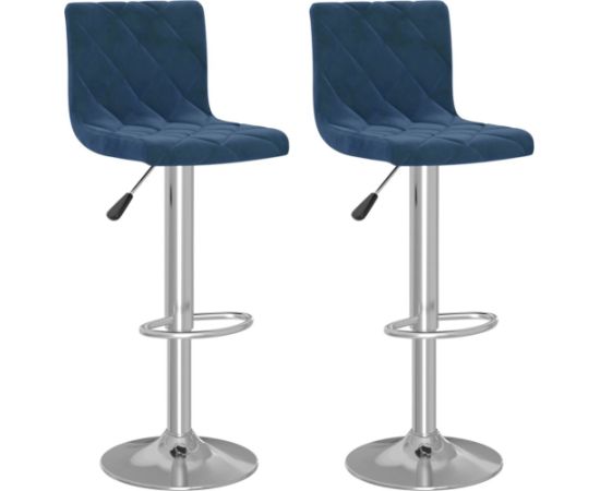 vidaXL Stołki barowe, 2 szt., niebieskie, obite aksamitem Virtuves krēsli