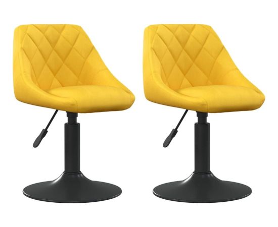 vidaXL Obrotowe krzesła stołowe, 2 szt., musztardowe, aksamitne Virtuves krēsli