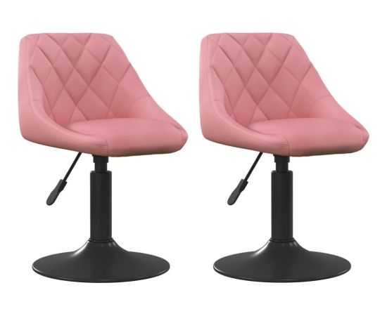 vidaXL Obrotowe krzesła stołowe, 2 szt., różowe, aksamitne Virtuves krēsli