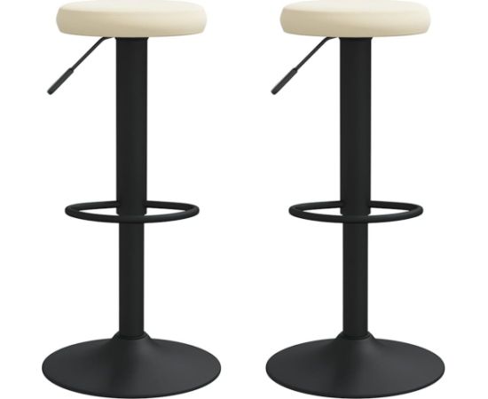 vidaXL Stołki barowe, 2 szt., kremowe, obite aksamitem Virtuves krēsli