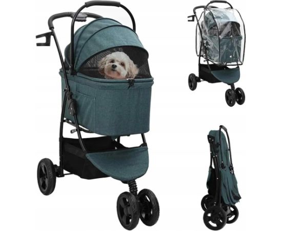 Vidaxl Składany wózek dla zwierząt Zielony 78 x 54 x 101 cm Lumarko! Suņu un kaķu transport somas