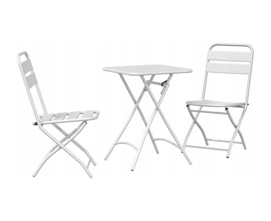 Vidaxl Zestaw bistro w białym metalu, 3 części Lumarko! Dārza mēbeļu komplekti