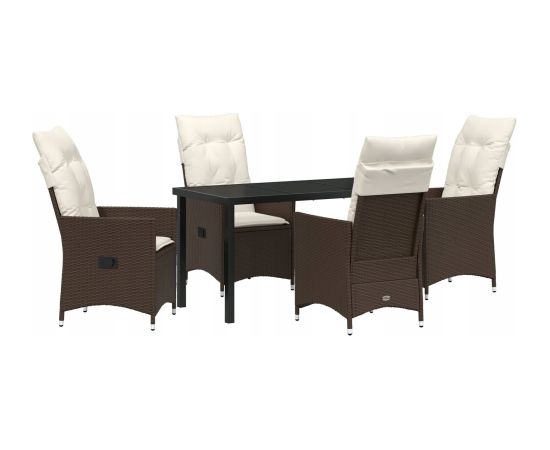 Vidaxl Zestaw do jadalni w ogrodzie 5 pcs Brązowy Polirattan Lumarko! Dārza mēbeļu komplekti