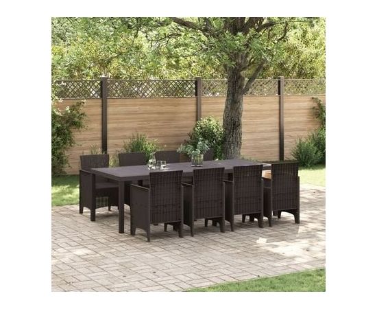 Vidaxl Zestaw do jadalni w ogrodzie 9 pcs Brązowy Rattan Polt Lumarko! Dārza mēbeļu komplekti