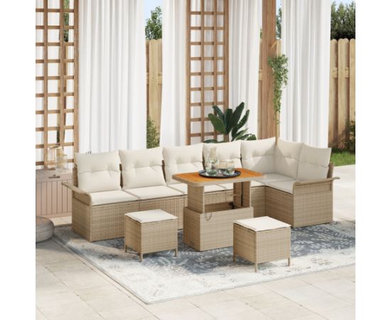 Vidaxl Zestaw Sof na Ogród 9 pcs Beżowy polirattan Lumarko! Dārza mēbeļu komplekti