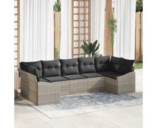 vidaXL Zestaw do jadalni w ogrodzie z poduszką 7 pcs Jasnoszary Dārza mēbeļu komplekti