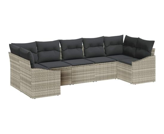 vidaXL Zestaw do jadalni w ogrodzie z poduszką 7 pcs Jasnoszary Dārza mēbeļu komplekti