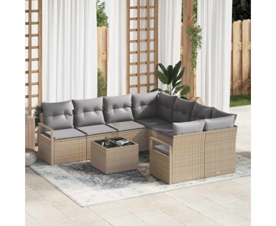 vidaXL Zestaw Sof na Ogród 9 pcs Beżowy i jasnoszary 55 x 55 x 37 cm Dārza mēbeļu komplekti