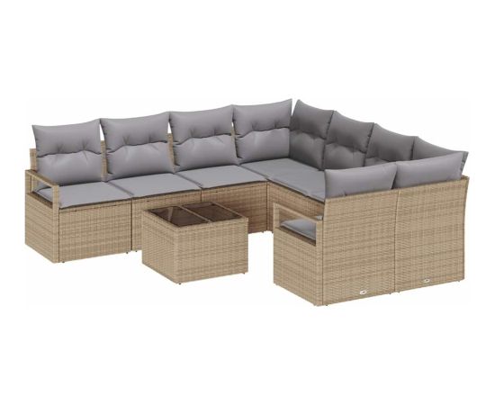 vidaXL Zestaw Sof na Ogród 9 pcs Beżowy i jasnoszary 55 x 55 x 37 cm Dārza mēbeļu komplekti