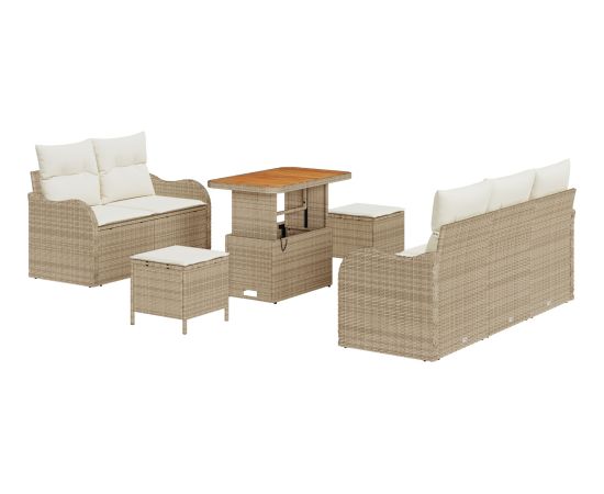 vidaXL Zestaw sof ogrodowych , 8 części, beżowy, z polirattanu akacjowego. Dārza mēbeļu komplekti