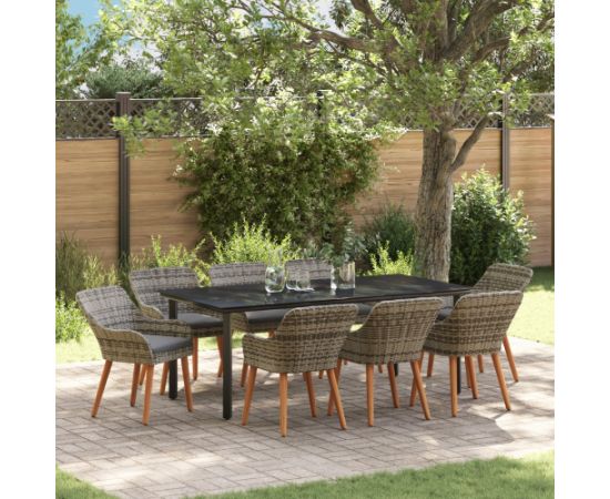 vidaXL Zestaw jadalniany do ogrodu w szarym kolorze z poli ratanu Dārza mēbeļu komplekti