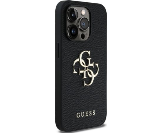 Guess PU Grained 4G Metal Logo Case Защитный чехол для iPhone 14 Pro / чёрный Чехлы - альтернативные