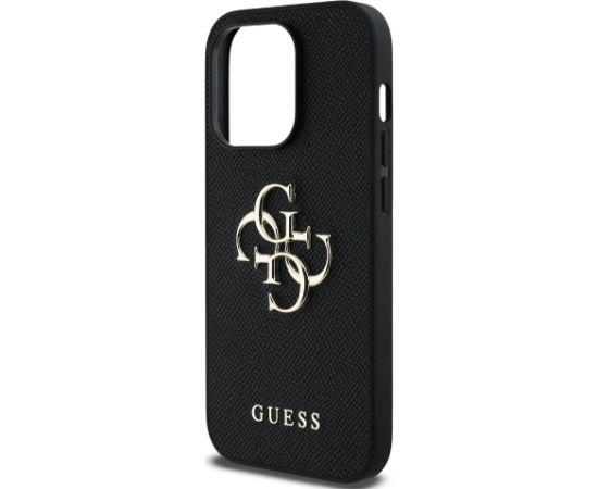Guess PU Grained 4G Metal Logo Case Защитный чехол для iPhone 14 Pro / чёрный Чехлы - альтернативные