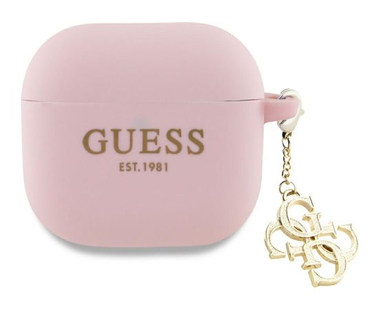Guess GUA4LECG4P AirPods 4 maciņš rozā Silikona 4G Charm Austiņas