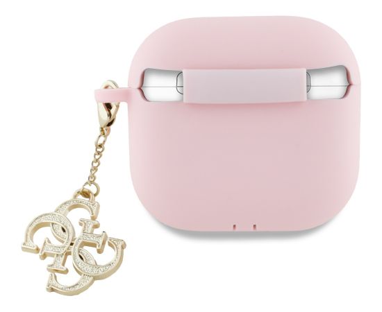 Guess GUA4LECG4P AirPods 4 maciņš rozā Silikona 4G Charm Austiņas