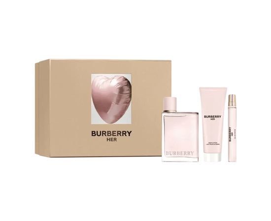 Set Burberry: Her, Eau De Parfum, For Women, 100 ml + Her, Eau De Parfum, For Women, 10 ml + Her, Moisturizing, Body Lotion, 75 ml Dāvanu komplekti