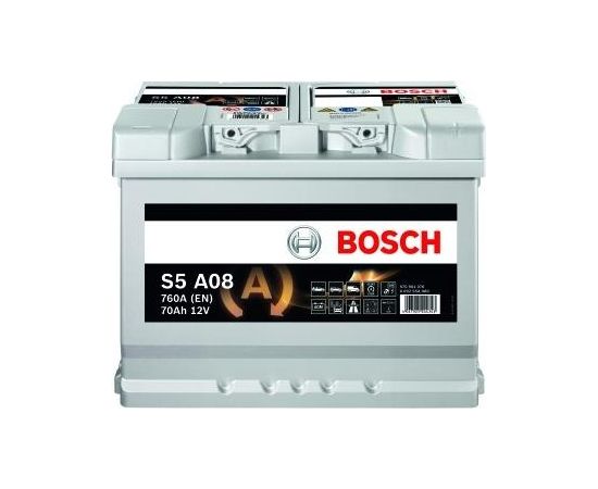 Bosch S5A08 70Ah 760A (EN) 278x175x190 Startera akumulatoru baterija
