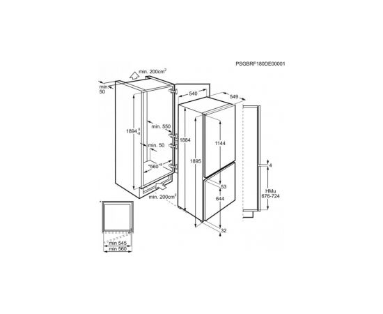 ELECTROLUX ENN3074EFW ledusskapis 189cm, FrostFree, SD, iebūvējams Ledusskapji, iebūvējami