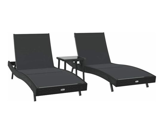 vidaXL Leżaki 3 pcs Czarny 40 x 40 x 40.5 cm Polirattan Шезлонги и пляжные стулья