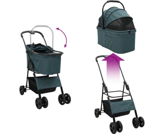 vidaXL Składany wózek dla zwierząt Z regulacją Zielony 81 x 47 x 99 cm Suņu un kaķu transport somas