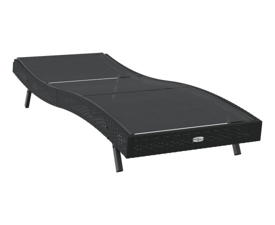 vidaXL Leżak w czarnym kolorze z polirattanu i textilene Шезлонги и пляжные стулья