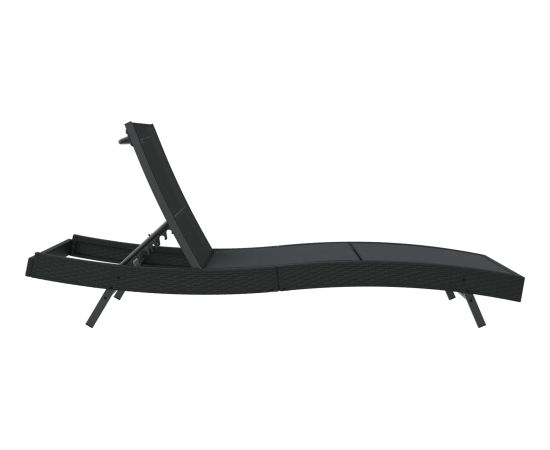 vidaXL Leżak w czarnym kolorze z polirattanu i textilene Шезлонги и пляжные стулья
