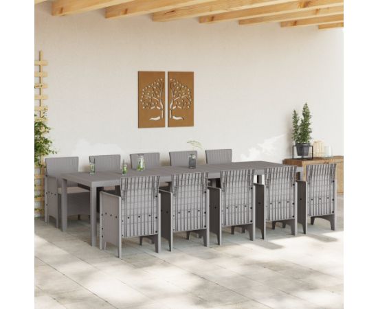 vidaXL Zestaw ogrodowy jasnoszary, 11 części, z polirattanu Dārza mēbeļu komplekti