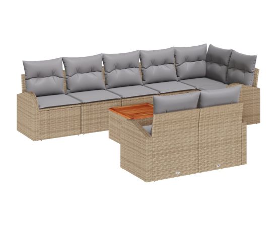 vidaXL 9-częściowy zestaw sof ogrodowych z poduszkami, beżowy polirattan, akacja Dārza mēbeļu komplekti