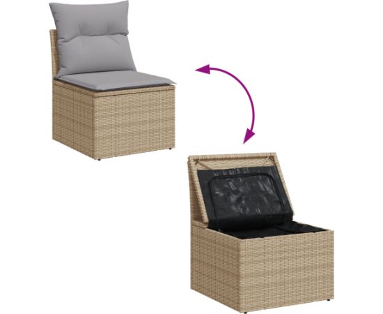 vidaXL 9-częściowy zestaw sof ogrodowych z poduszkami, beżowy polirattan, akacja Dārza mēbeļu komplekti