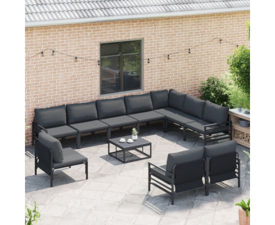vidaXL Zestaw Sof na Ogród 10 pcs Antracyt Stal Dārza mēbeļu komplekti