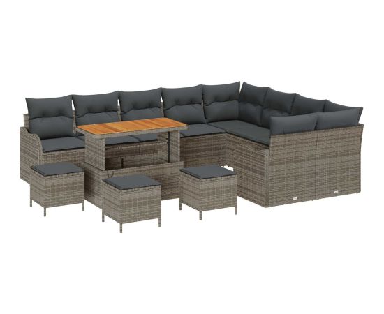 Zestaw Sofy Ogrodowej vidaXL 13 z Poduszkami Szary Polirattan Dārza mēbeļu komplekti