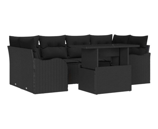 Zestaw siedmioczęściowy vidaXL z poduszkami Czarny Polirattan Dārza mēbeļu komplekti