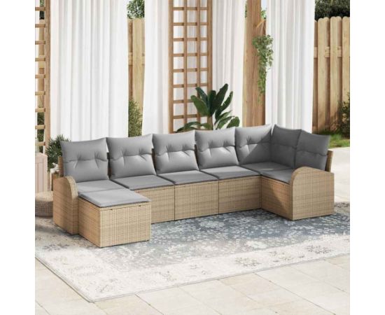 vidaXL Zestaw Sof na Ogród 7 pcs Beżowy i jasnoszary 289 x 124 x 85 cm Dārza mēbeļu komplekti