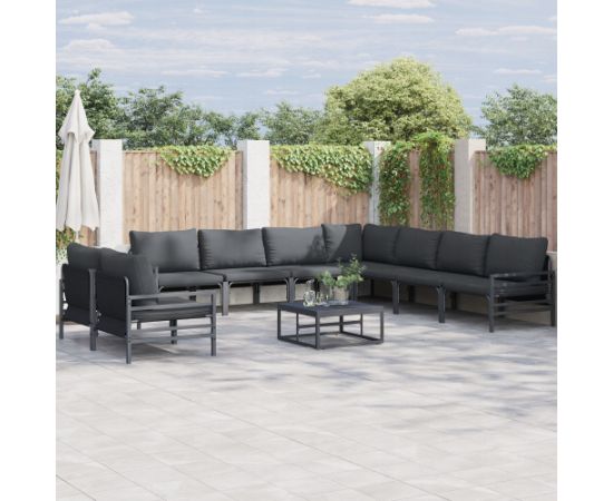 vidaXL Zestaw Sof na Ogród 9 pcs Antracytowy Stal Dārza mēbeļu komplekti