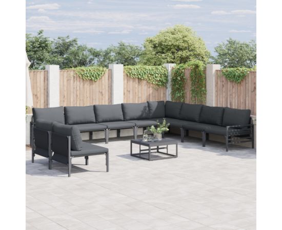 vidaXL Zestaw Sof na Ogród 11 pcs Antracytowy Stal Dārza mēbeļu komplekti