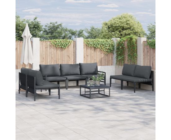 vidaXL Zestaw Sof na Ogród 7 pcs Antracytowy Stal Dārza mēbeļu komplekti