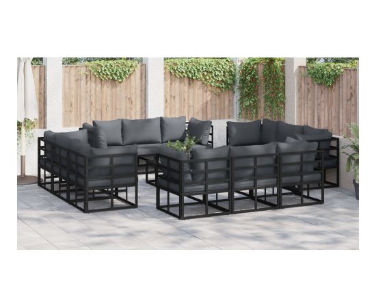 vidaXL Zestaw Sof na Ogród 12 pcs Czarny 213 x 71.5 x 71 cm Aluminium Dārza mēbeļu komplekti