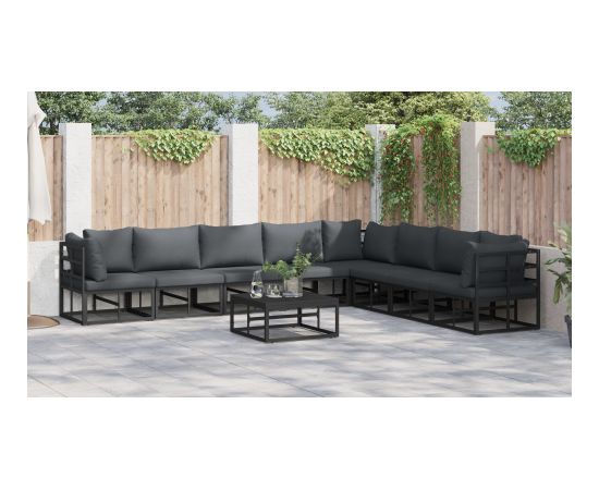 vidaXL Zestaw Sof na Ogród 8 pcs Czarny 353 x 283 x 71 cm Aluminium Dārza mēbeļu komplekti