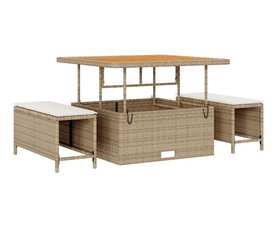 vidaXL 12-częściowy Zestaw Sof Ogrodowych z Poduszkami Beżowy Rattan Akacja Dārza mēbeļu komplekti