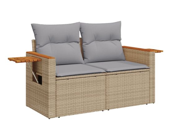 vidaXL 10-częściowy zestaw sof ogrodowych z poduszkami Beżowy Polirattan Akacja Dārza mēbeļu komplekti