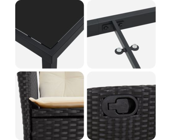 vidaXL Zestaw mebli ogrodowych 5 części z poduszkami Czarny Polirattan Dārza mēbeļu komplekti