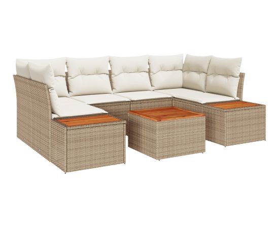 vidaXL 6-częściowy zestaw sof ogrodowych z poduszkami beżowy polirattan akacji Dārza mēbeļu komplekti