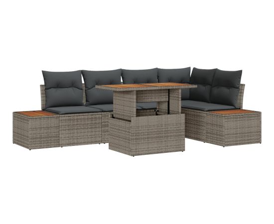 vidaXL 6-częściowy zestaw kanapowy do ogrodu z poduszkami Szary Polirattan Dārza mēbeļu komplekti